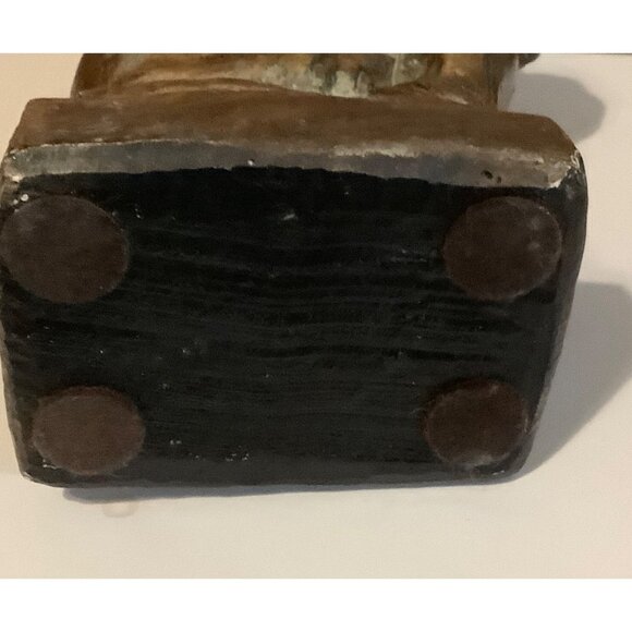 Vtg Heavy Plaster Lion Statue Animal Sculpture 8.5” Bronze Finish Patina Decor - Picture 7 of 8